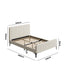 Double Size Bed Frame Velvet Fabric Beige