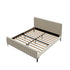King Size Bed Frame Velvet Fabric Beige