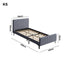 Bed Frame King Single Beds Platform Velvet Fabric Grey