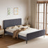 Bed Frame Queen Size Beds Platform Velvet Fabric Grey