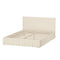 Oikiture Queen Bed Frame – Beige Upholstered Headboard with Skirt & Plywood Slats