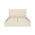 Oikiture Queen Bed Frame – Beige Upholstered Headboard with Skirt & Plywood Slats