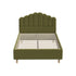 Oikiture Queen Bed Frame – Green Boucle Stripe Headboard with Wooden Slats