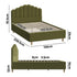 Oikiture Queen Bed Frame – Green Boucle Stripe Headboard with Wooden Slats