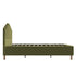 Oikiture Queen Bed Frame – Green Boucle Stripe Headboard with Wooden Slats