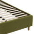 Oikiture Queen Bed Frame – Green Boucle Stripe Headboard with Wooden Slats