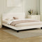Oikiture King Bed Frame White Boucle Upholstered Grid Headboard TOFU