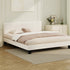 Oikiture Bed Frame King Size Base White Boucle TOFU