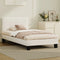 Oikiture King Single Bed Frame White Boucle Upholstered Grid Headboard TOFU
