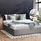 Gas Lift Storage Bed Frame Double – Faux Fabric, Wood Slats, Flush Fit, Grey