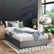 Gas Lift Storage Bed Frame – King Single, Faux Fabric, Wood Slats, Grey