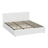 Oikiture Bed Frame King – White Boucle Gas Lift with LED Lighting & Storage Base