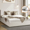 Oikiture King Gas Lift Bed Frame Boucle White Storage Base Platform Bed