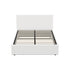 Oikiture Bed Frame Queen – White Boucle Gas Lift with LED Lighting & Storage Base
