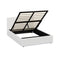 Oikiture Bed Frame Queen – White Boucle Gas Lift with LED Lighting & Storage Base