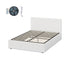 Oikiture Bed Frame Queen – White Boucle Gas Lift with LED Lighting & Storage Base