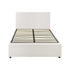 Single Bed Frame Gas Lift Storage Base White Boucle