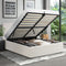 Single Bed Frame Gas Lift Storage Base White Boucle