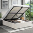 Single Bed Frame Gas Lift Storage Base White Boucle