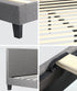 Bed Frame Double Size Wooden Slats Grey Fabric