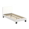 King Single Bed Frame Wood Slats Boucle White