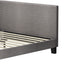 Bed Frame Queen Size Wooden Slats Grey Fabric