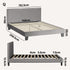 Bed Frame Queen Size Wooden Slats Grey Fabric