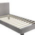 Bed Frame Single Size Wooden Slats Grey Fabric