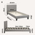 Bed Frame Single Size Wooden Slats Grey Fabric