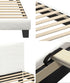 Single Bed Frame Wooden Slats Boucle Fabric White