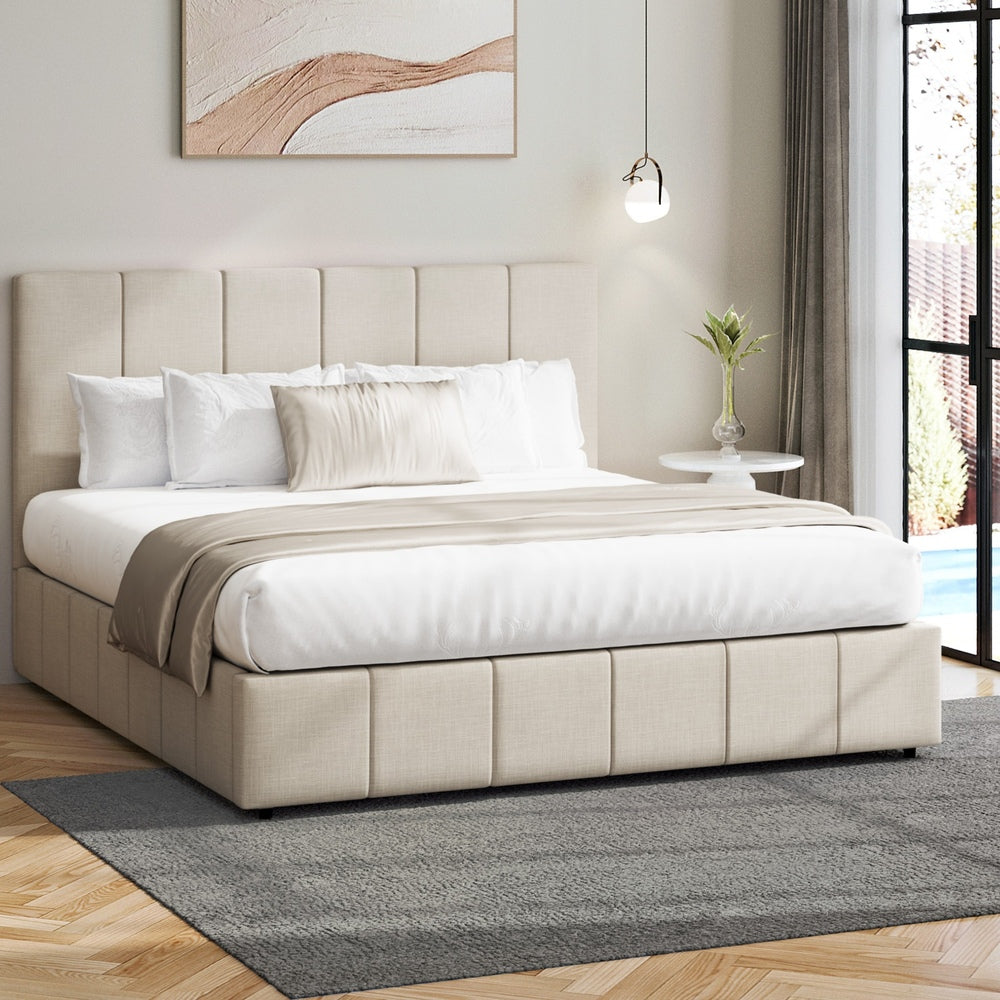Bed Frame Double Size Gas Lift Storage Base VISH