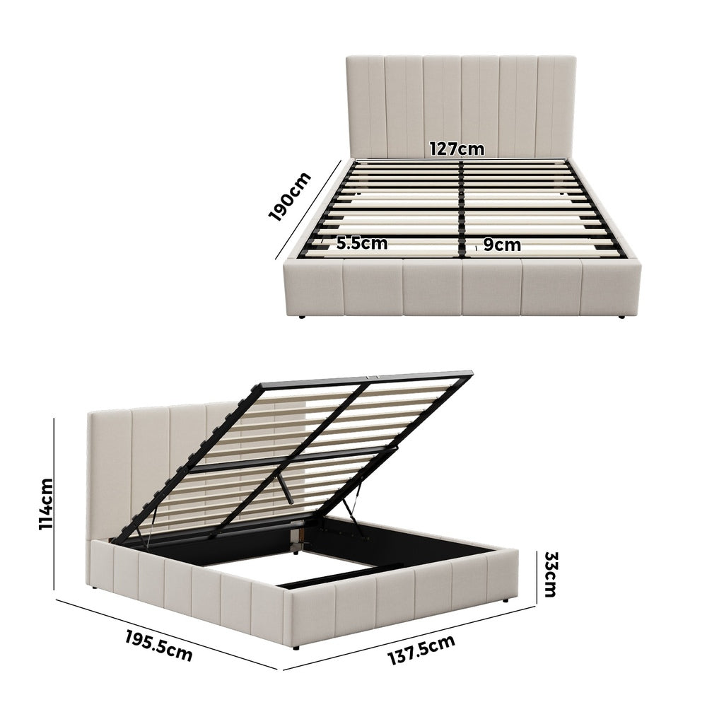 Bed Frame Double Size Gas Lift Storage Base VISH