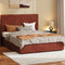 Double Bed Frame, Gas Lift Storage Base, Fluted Headboard, Rust Colour
