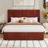 Double Bed Frame, Gas Lift Storage Base, Fluted Headboard, Rust Colour