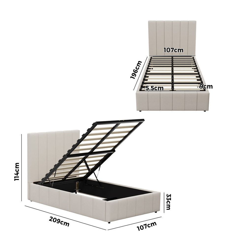 Bed Frame King Single Gas Lift Storage Base VISH