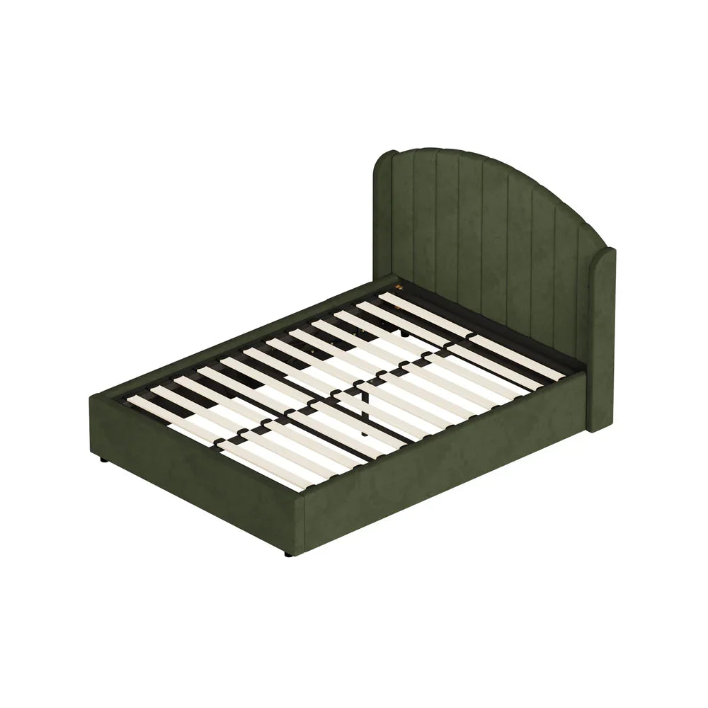 Bed Frame Double With Gas Lift Storage USB Charging Velvet