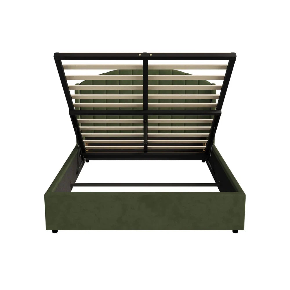 Bed Frame Queen With Gas Lift Storage USB Charging Velvet