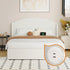 Gas‑Lift Bed Frame – Queen, Boucle Wingback Headboard, USB Port, White