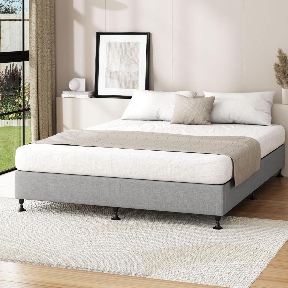 Bed Frame Double Size Fabric Grey