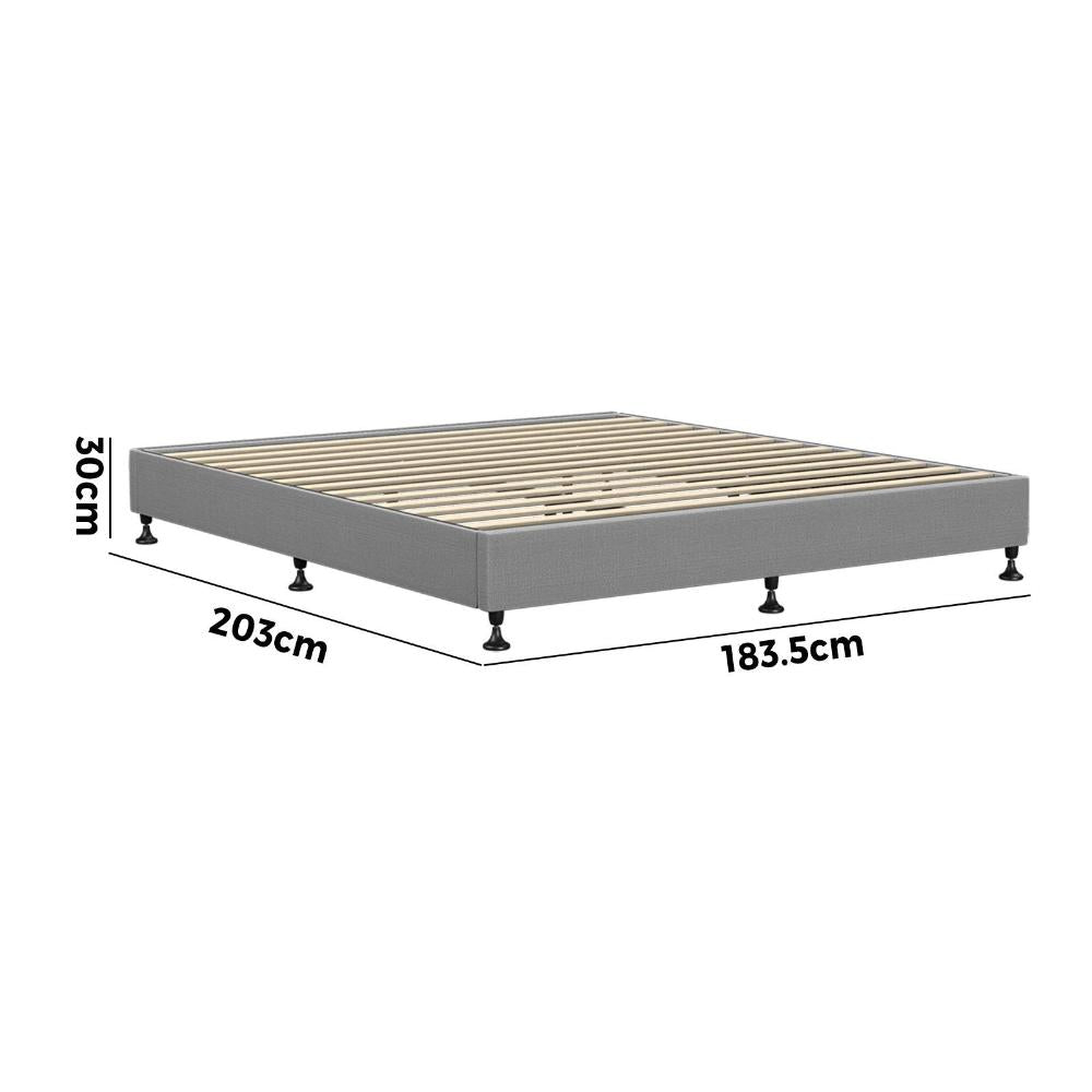 Bed Frame King Size Fabric Grey