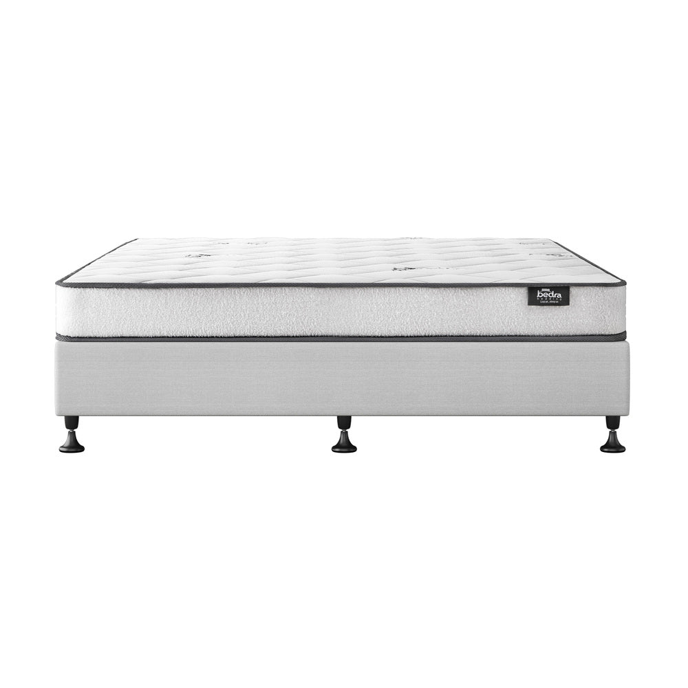 Bed Frame Double Size Upholstered with Mattress Beige