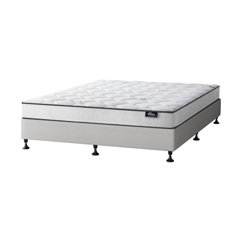 Bed Frame Double Size Upholstered with Mattress Beige