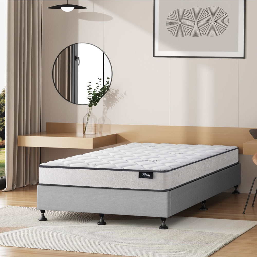 Bed Frame King Size Upholstered Platform with Mattress Beige