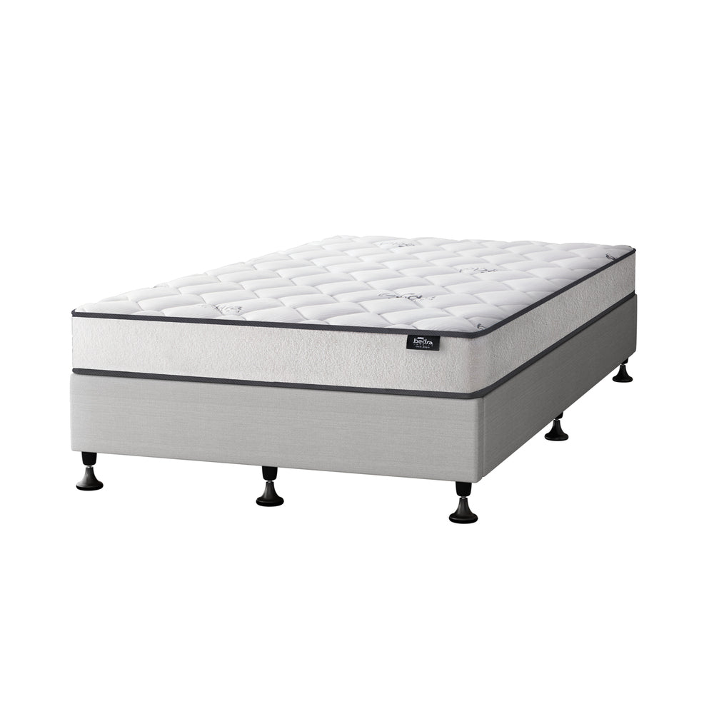 Bed Frame King Size Upholstered Platform with Mattress Beige