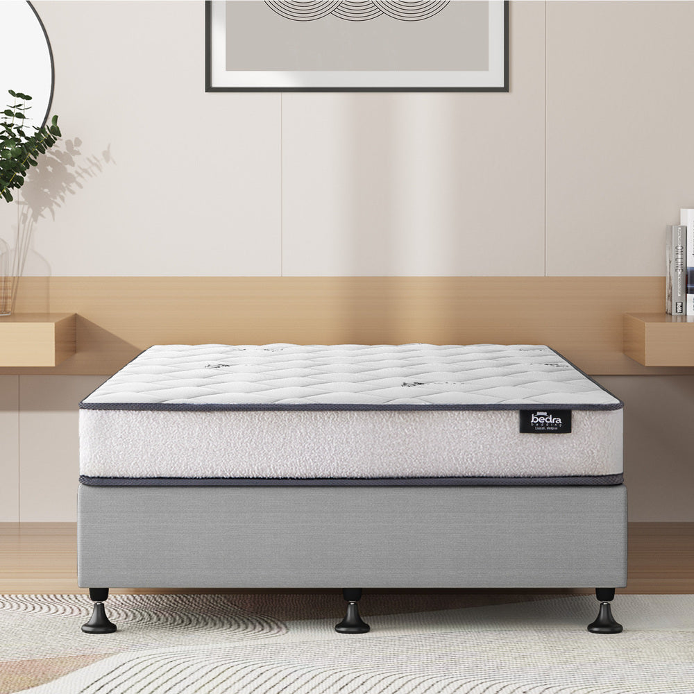 Bed Frame King Size Upholstered Platform with Mattress Beige