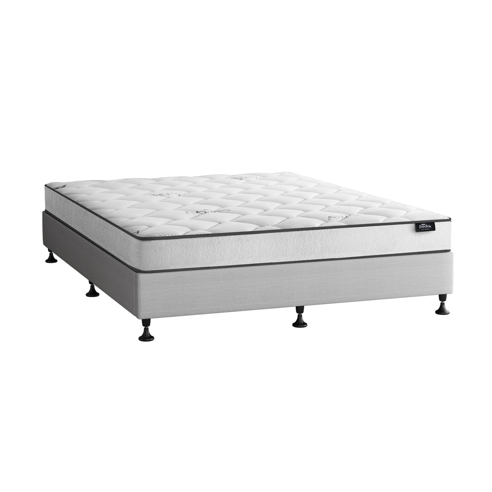 Bed Frame Queen Size Upholstered Platform with Mattress Beige
