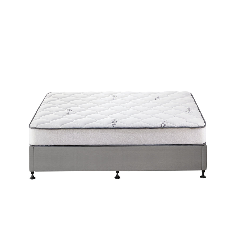 Bed Frame Single Size Upholstered with Mattress Beige