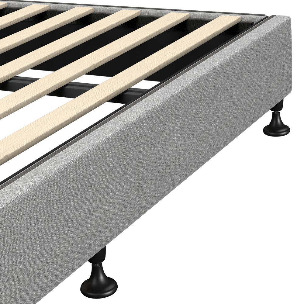 Bed Frame Single Size Upholstered with Mattress Beige