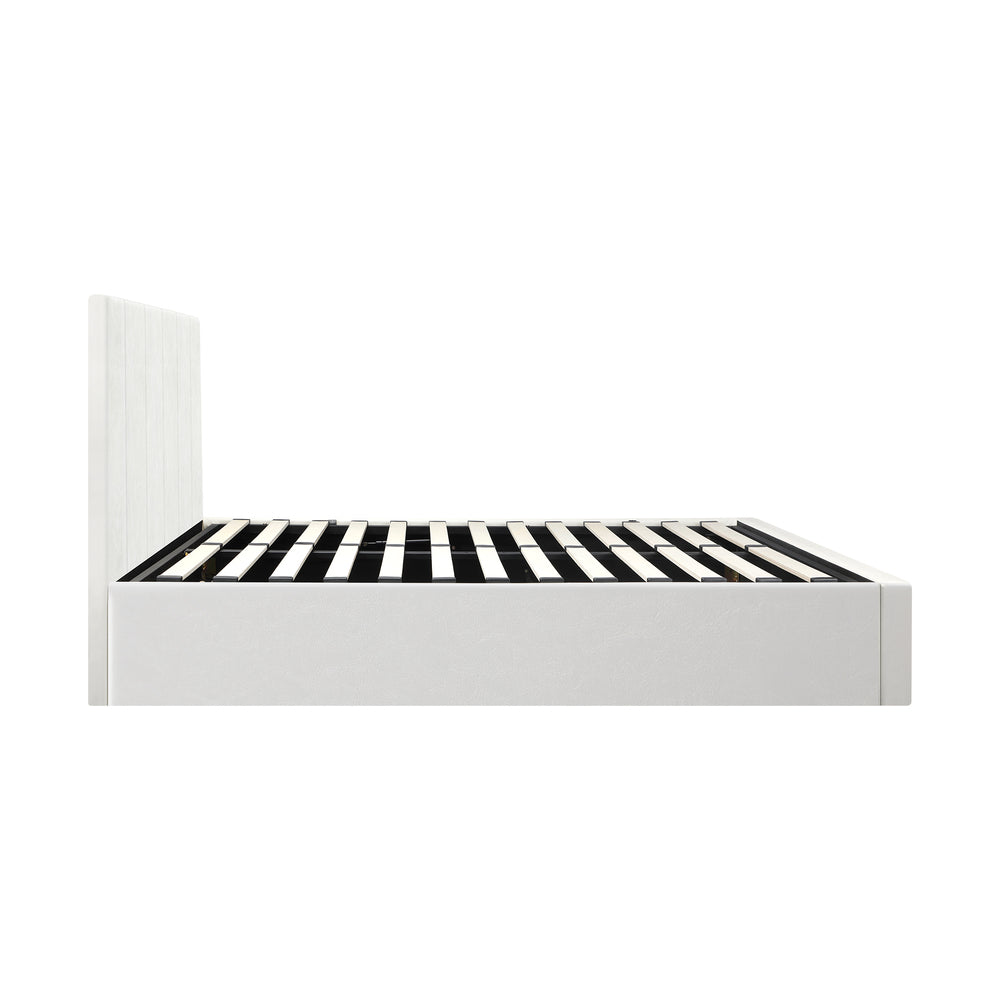 Oikiture Bed Frame Double Size Gas Lift Base PU Leather ZOE