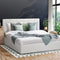 Oikiture King Gas Lift Bed Frame White PU Leather Storage Base